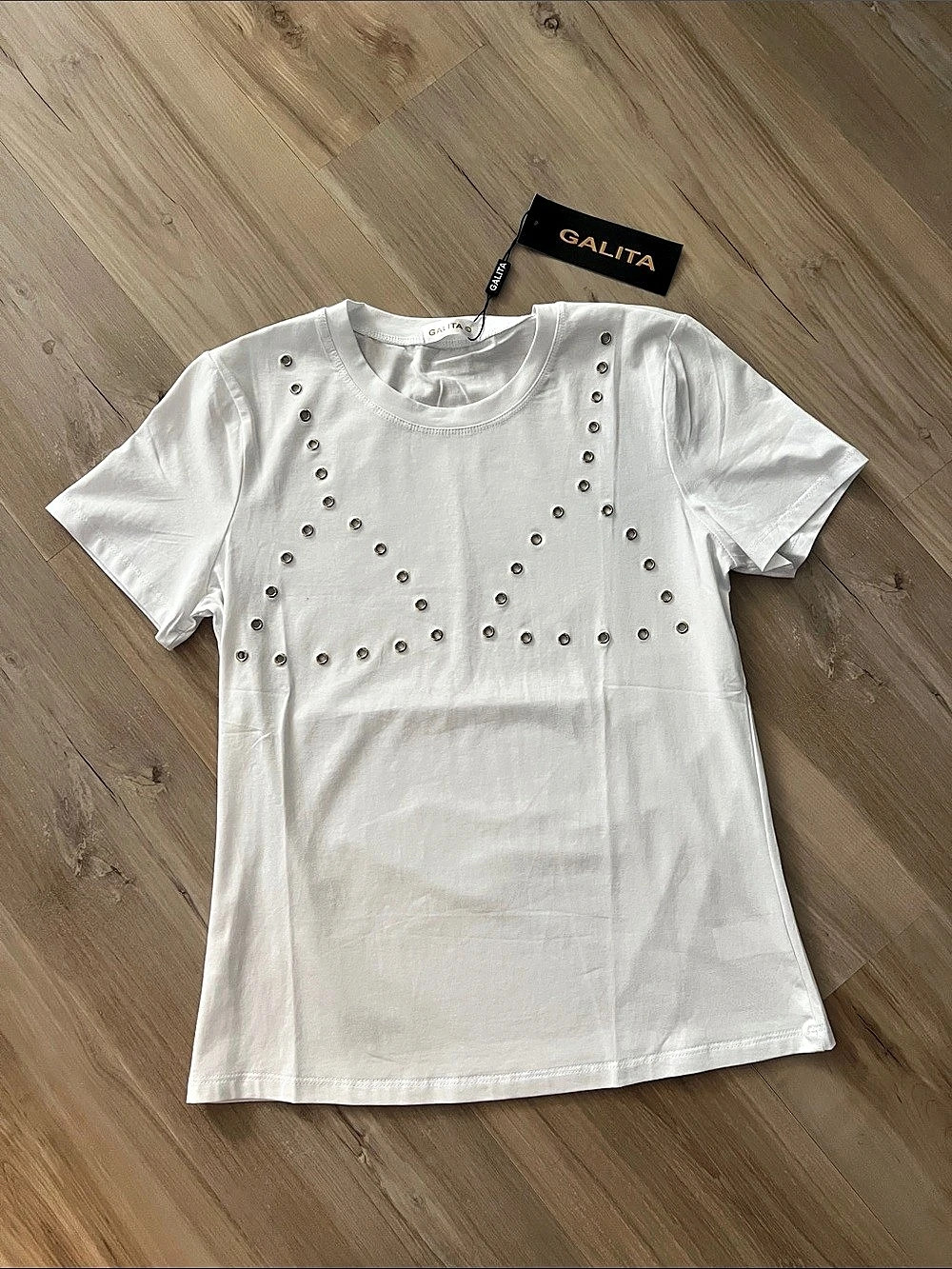NWT Studded Short Sleeve Tee in White